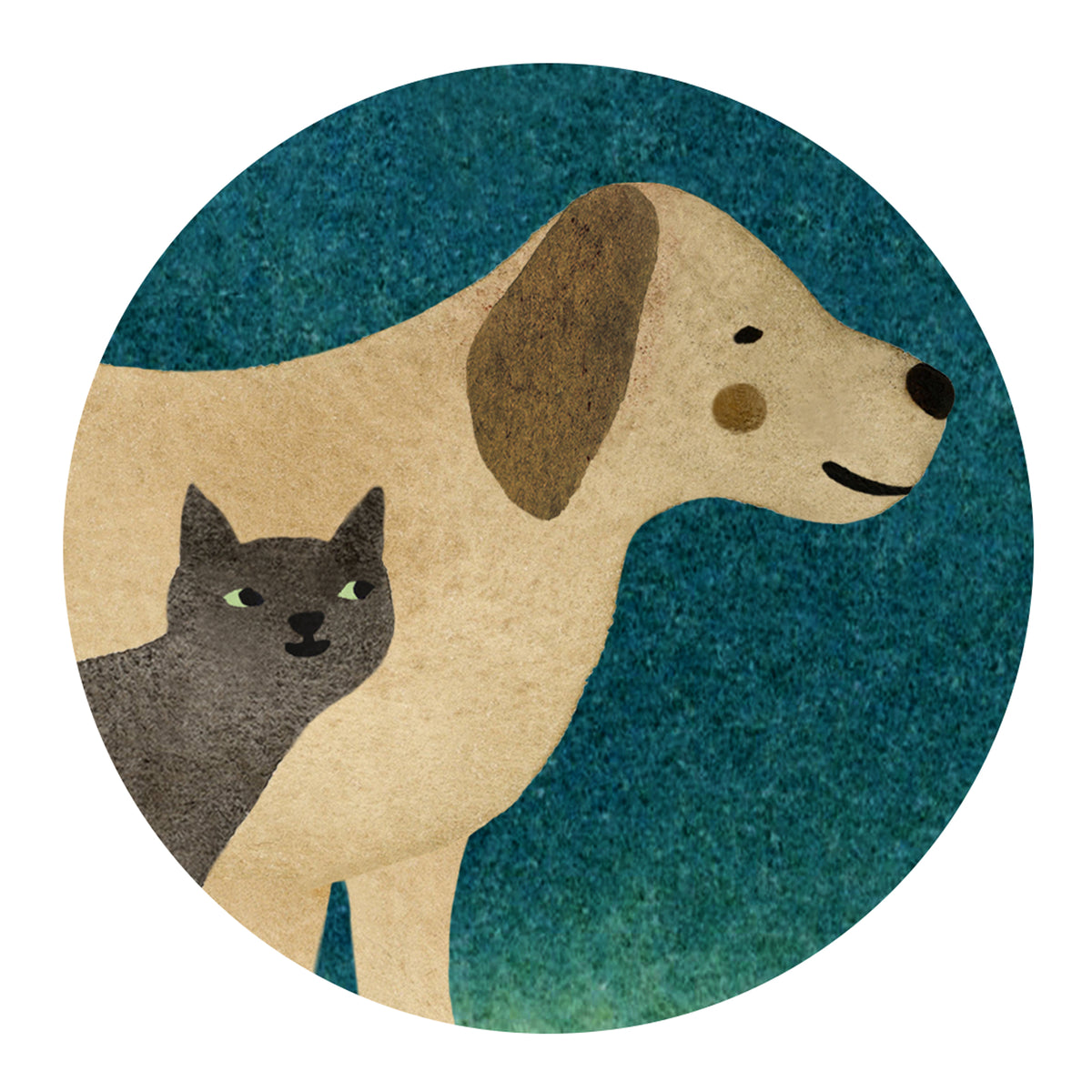 Cat and Dog Circle Sticker