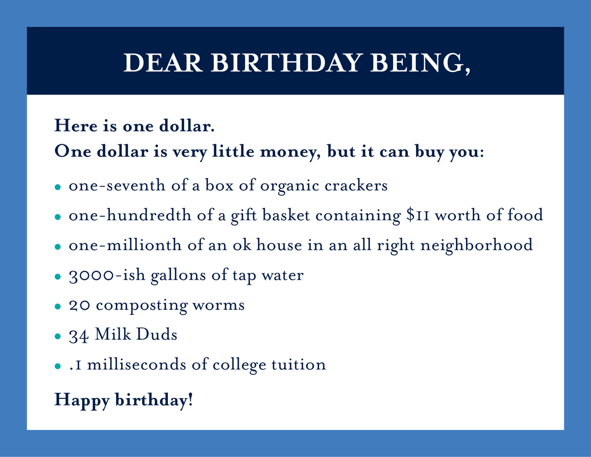 One Dollar Birthday Card