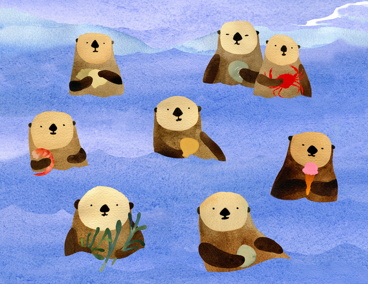 Otter Birthday Card:  Picnic