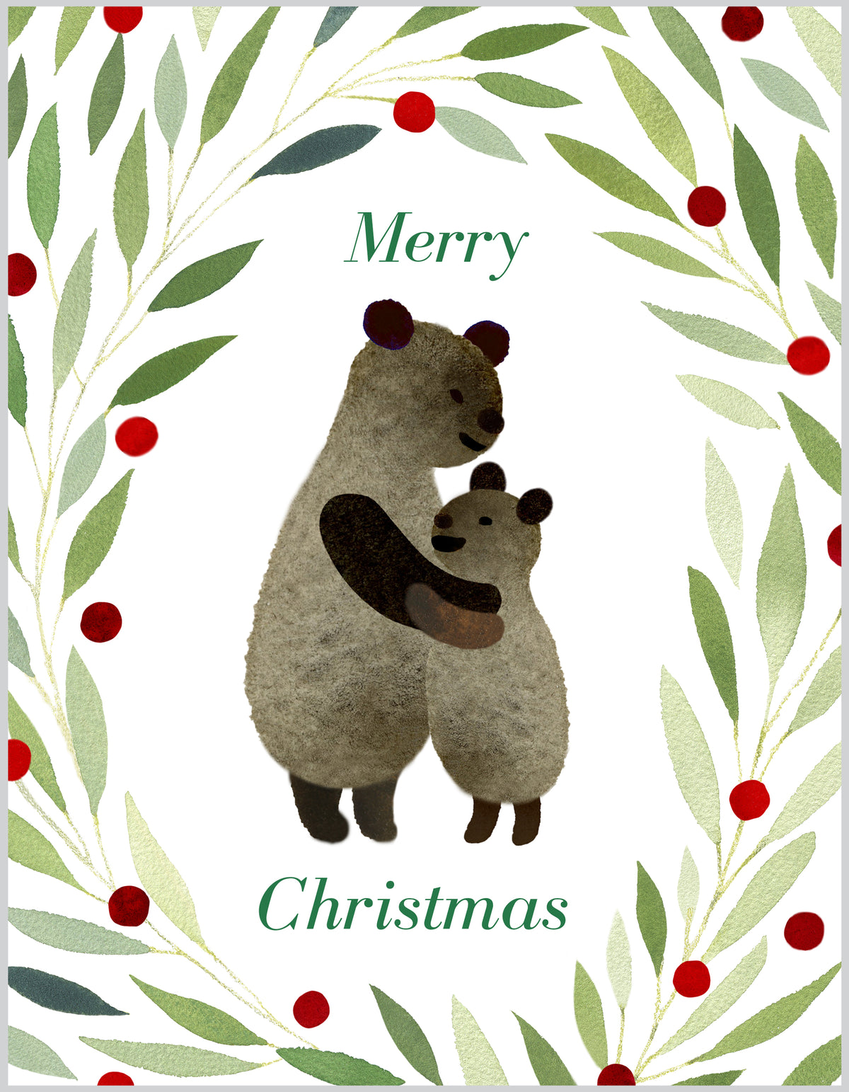 Holiday Card:  Merry Christmas Bears