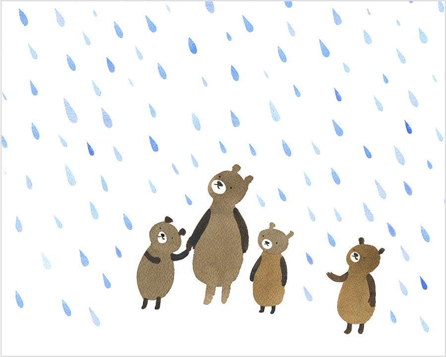 Bears in the Rain Art Print