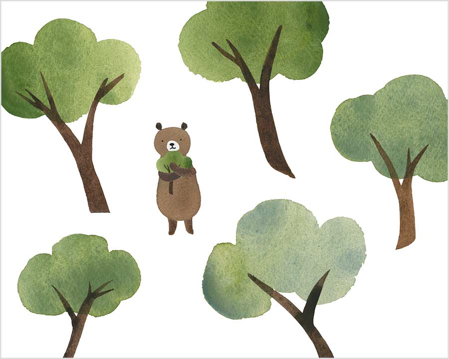 Bear in the Park with Trees Art Print