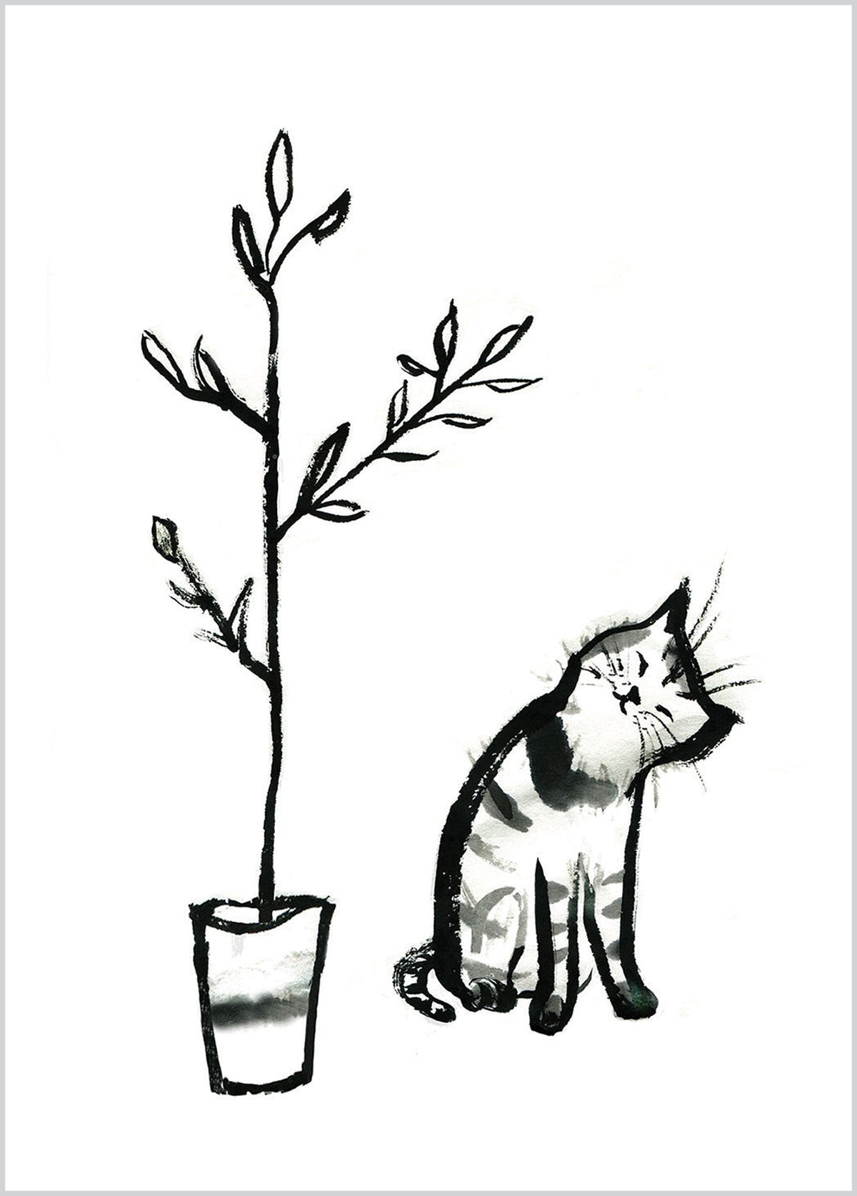 Cat with Plant Card