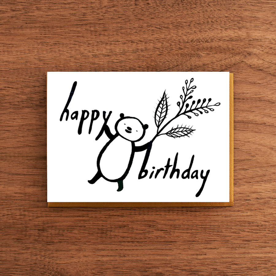 Letterpress Birthday Card:  Bear and Plant