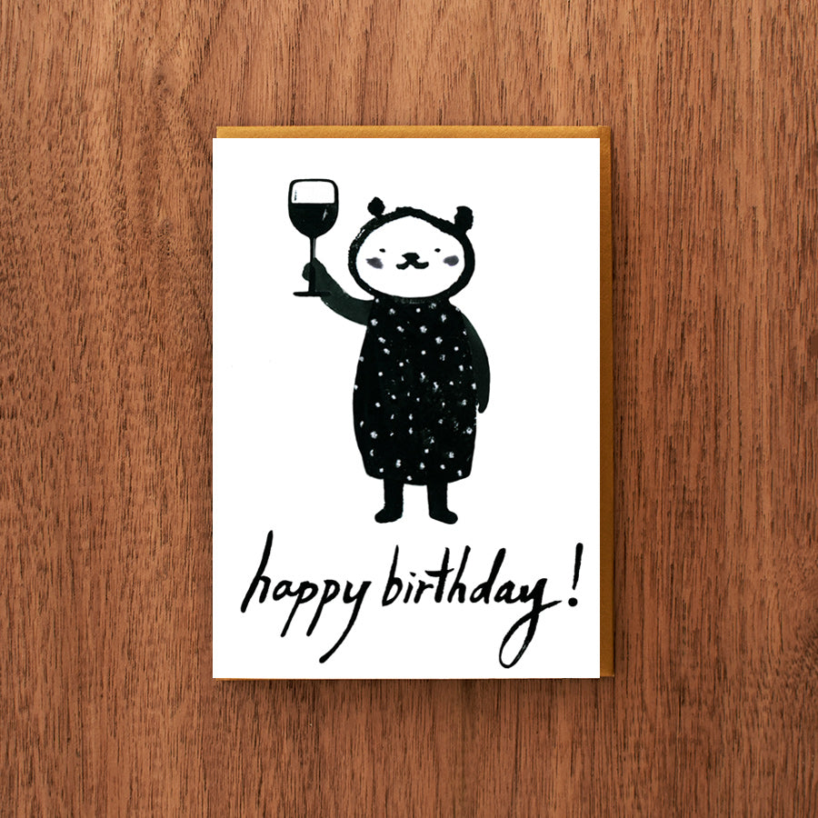 Letterpress Birthday Card:  Bear Toast