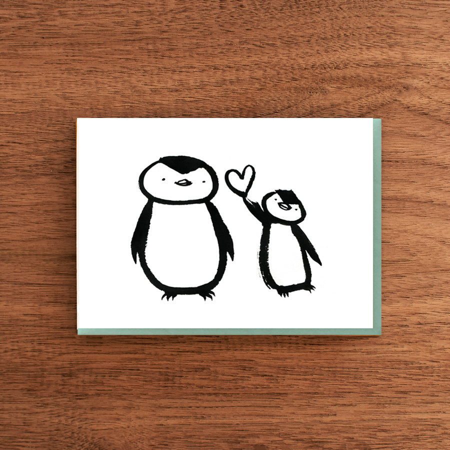 Letterpress Card:  Penguins