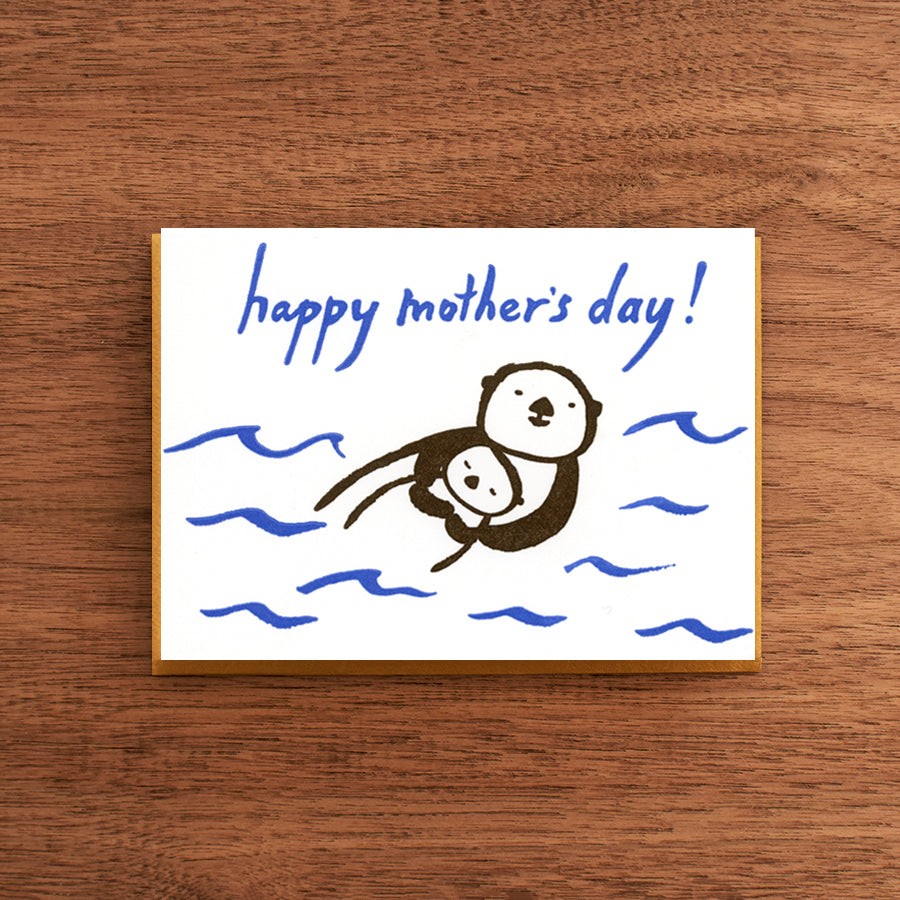 Letterpress Mother’s Day Card:  Otter Mom and Baby