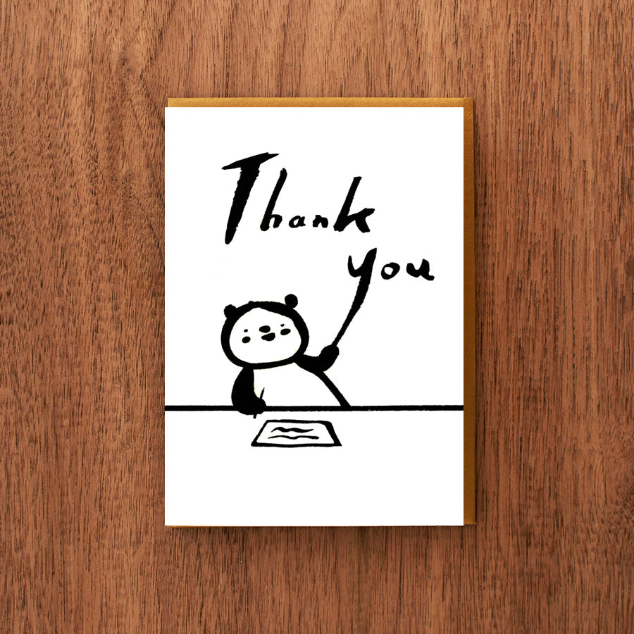 Letterpress Thank You Card:  Bear Writing Note