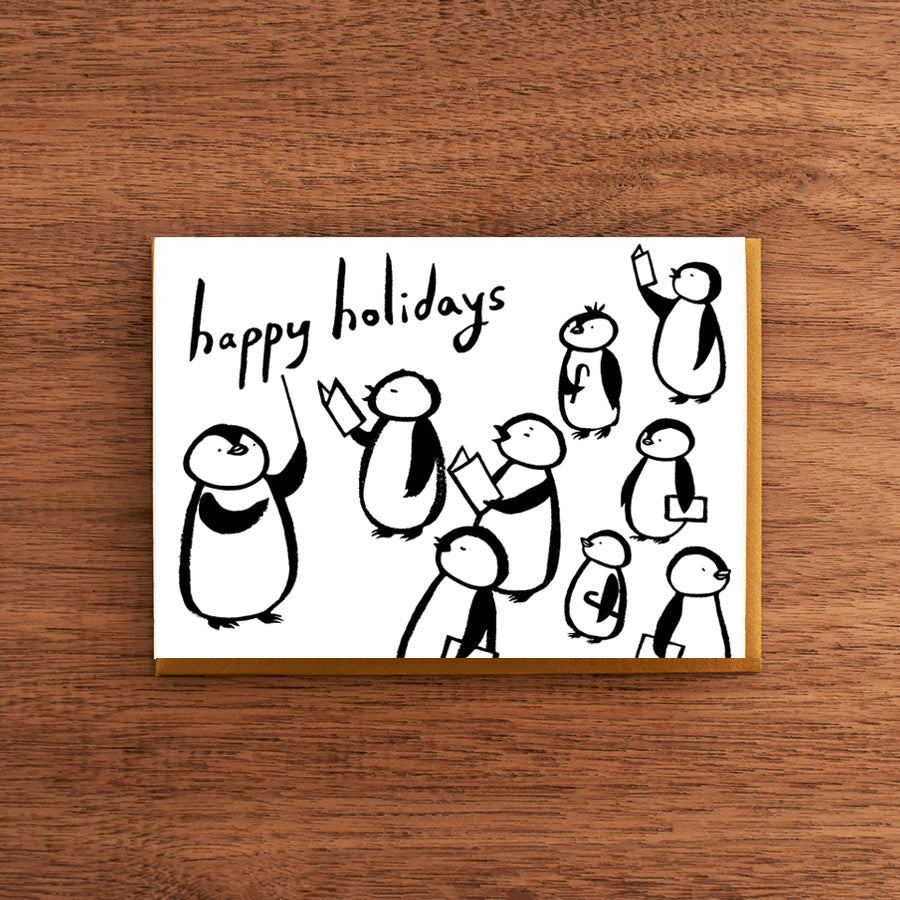 Letterpress Holiday Card:  Penguin Choir