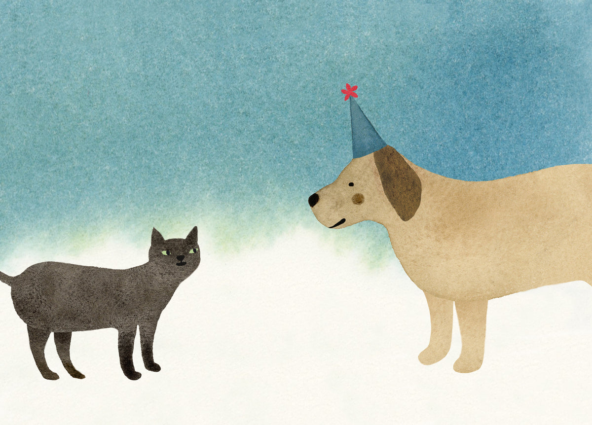 Cat and Dog Birthday Card:  Friends